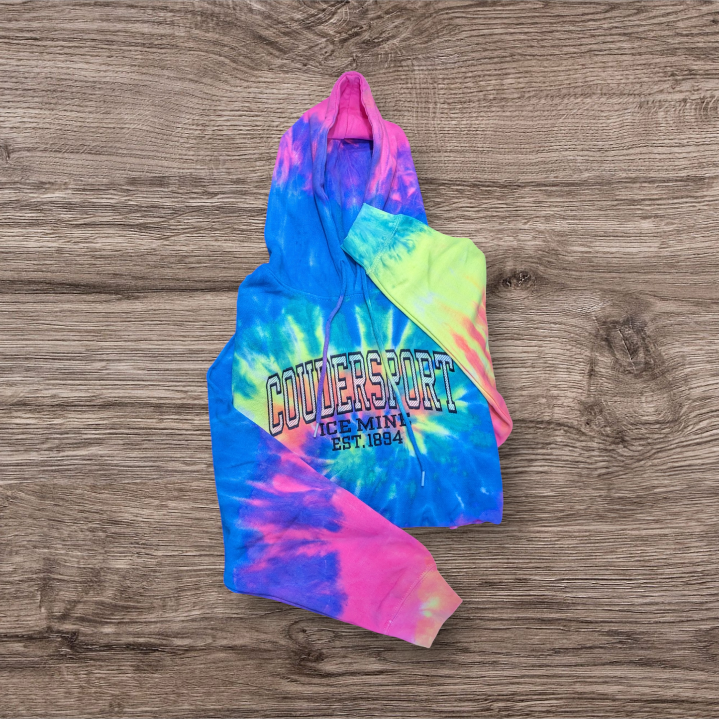 Coudersport Ice Mine Rainbow Tie Dye Embroidered Hoody