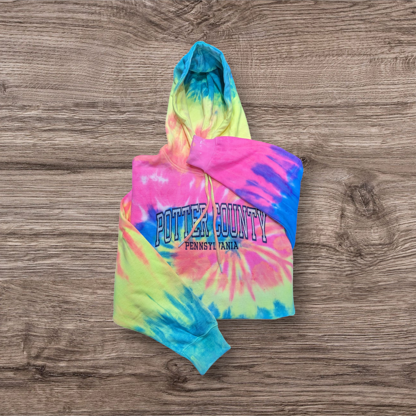 Potter County Rainbow Tie Dye Embroidered Hoody
